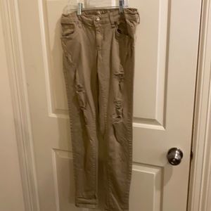 Khaki faux distressed Sz 7 juniors pants